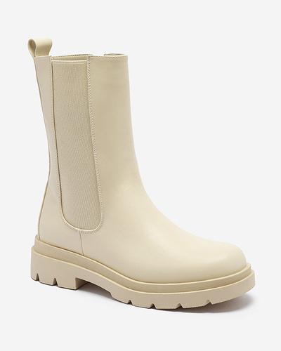 Beige bottes hautes pour femmes avec talon plat Vedesa - Vêtements