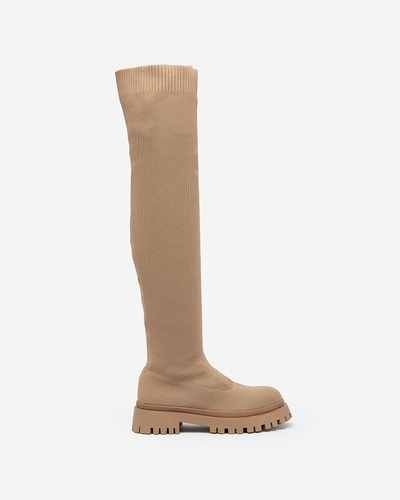 Royalfashion Bottes à enfiler sur le genou pour femmes en marron Radgitas