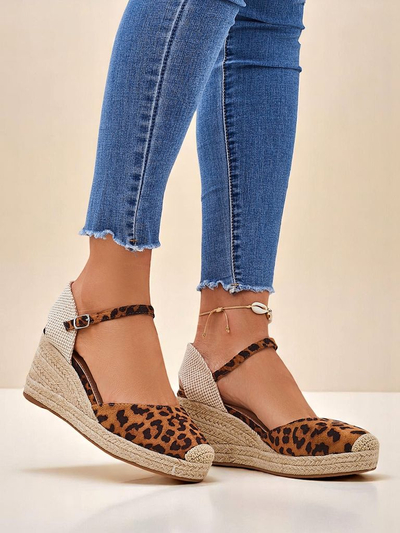 Aurelia Leopard Compensées Royalfashion pour femmes cuir écologique camel