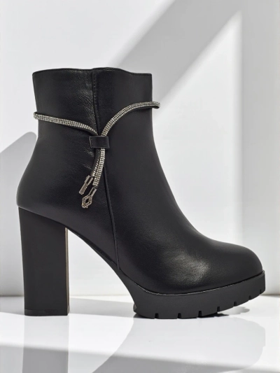 Bottines femme en cuir écologique à talons épais Marellin