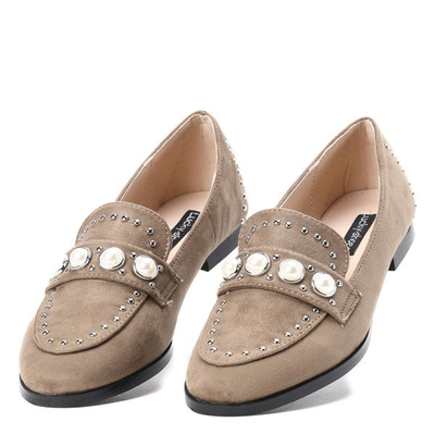 Zielone mokasyny z dżetami Claudino- Obuwie