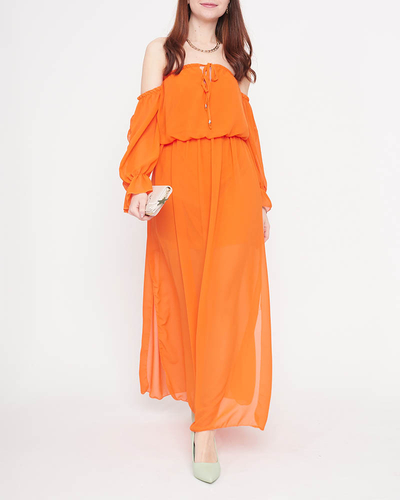 Robe longue espagnole orange pour femme - Vêtements