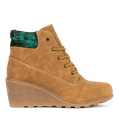 Bottines compensées marron avec empiècement vert et bleu Marona - Footwear