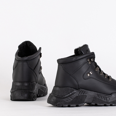 Bottes de neige en cuir écologique noir de Rueq- Footwear