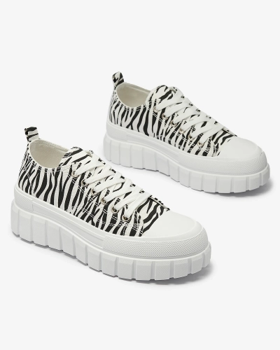 OUTLET Baskets compensées à motifs noirs et blancs pour femme Ziratia - Footwear