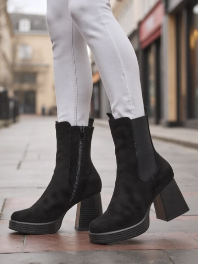 Royalfashion Bottines pour femmes à talon bloc Miezo