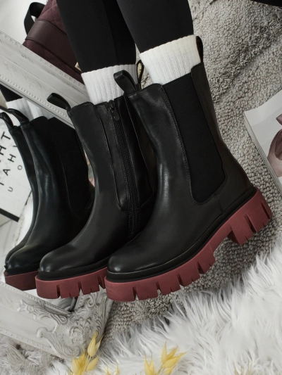 Bottines montantes pour femmes en cuir écologique avec semelle colorée Dorvella