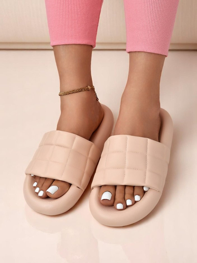 Royalfashion Claquettes plates pour femmes Quilt Walk