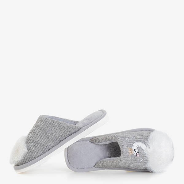 Chaussons femme gris avec un cygne Assul - Chaussures