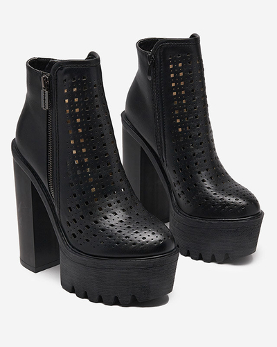 OUTLET Bottes femme noires ajourées sur le post Elangel-Footwear