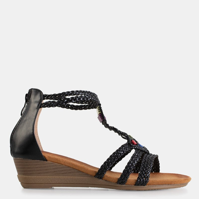 Sandales noires pour femmes sur un talon bas Nastiska - Chaussures