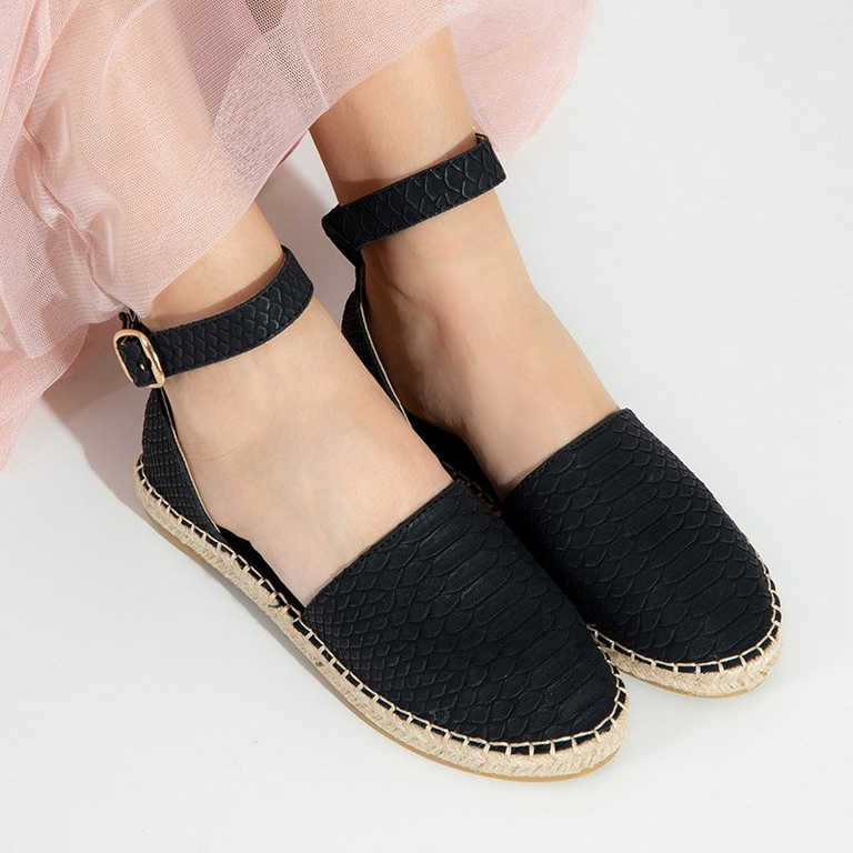 Sandales noires pour femmes avec gaufrage animal Domiel - Footwear