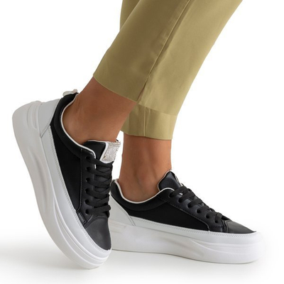 Baskets pour femmes noires et blanches avec zircone cubique Melenika - Footwear