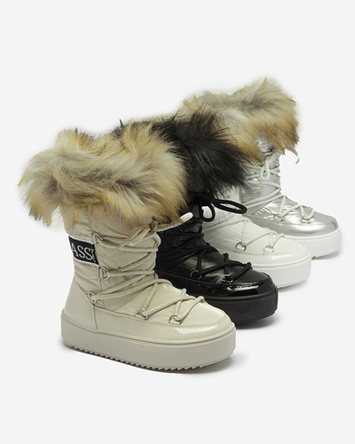 Bottes de neige a'la blanches pour enfants avec fourrure Asika - Chaussures