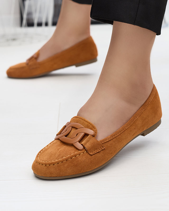 Mocassins pour femmes en éco-daim couleur camel Reiaka Footwear