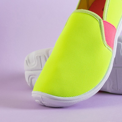 Baskets femme en tissu jaune fluo à enfiler Molara - Footwear