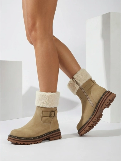 Bottines en cuir écologique avec peau de mouton Merli