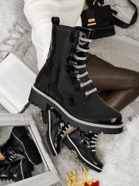 Bottines vernies à lacets pour femmes Fjorra