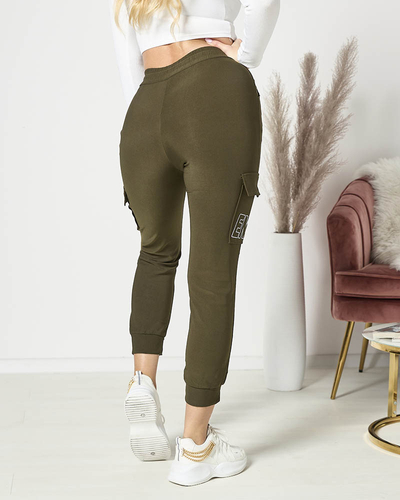 Pantalon de combat pour femme avec inscription en vert foncé- Vêtements