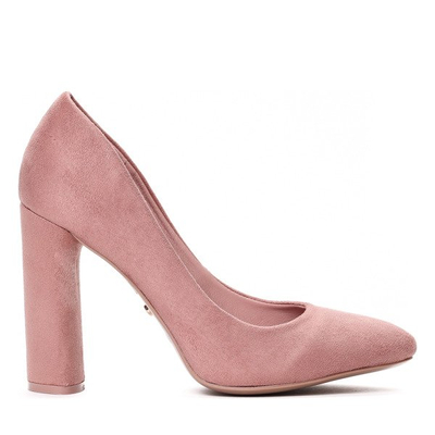 Różowe, klasyczne czółenka na słupku Anntonia- Obuwie