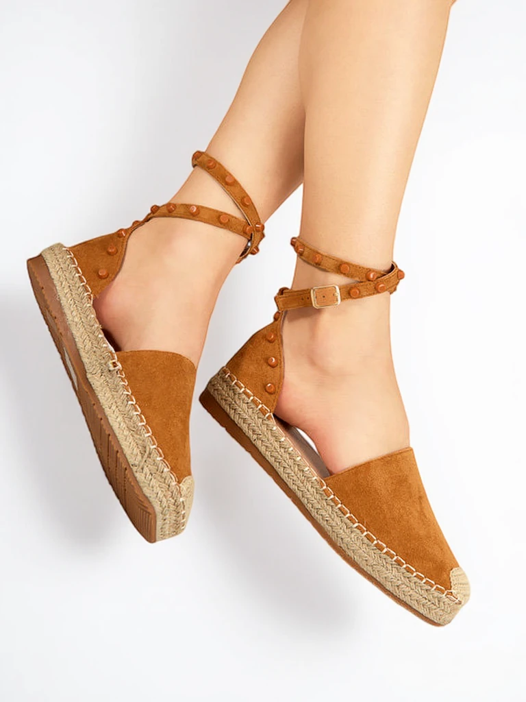 Espadrilles femme marron clair à jets Lonesi - Chaussures