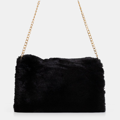Sac à bandoulière en fourrure noire - Sacs à main