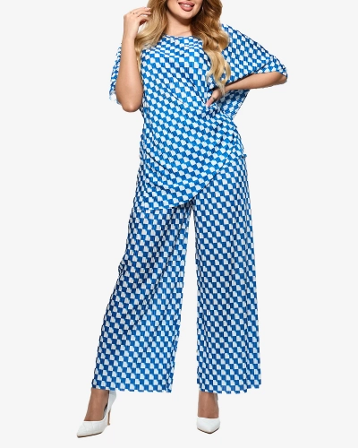 Ensemble plissé bleu pour femme - Vêtements