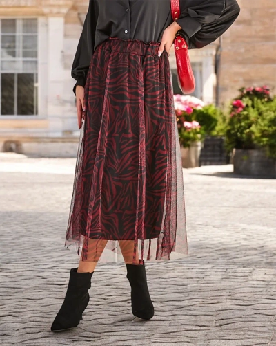 Jupe midi pour femmes à motif Royalfashion avec tulle