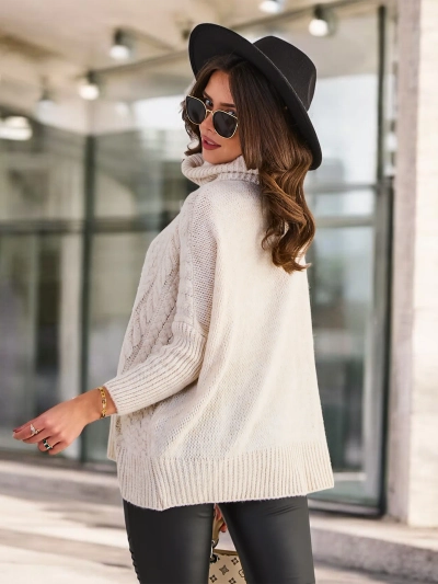 Royalfashion Pull à col roulé pour femme