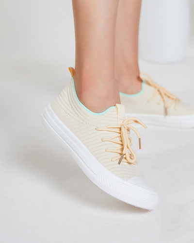 OUTLET Baskets côtelées beiges pour femme Manfer- Footwear