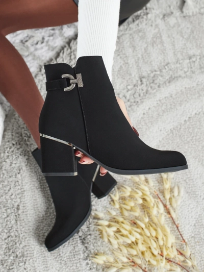 Bottines femme en cuir écologique à talons épais Ruvina