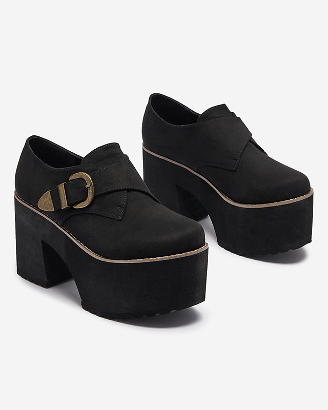 Demi-souliers noirs à talon haut pour femmes Kiacca- Footwear