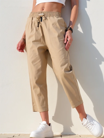 Royalfashion Pantalon en tissu simple pour femmes 7/8
