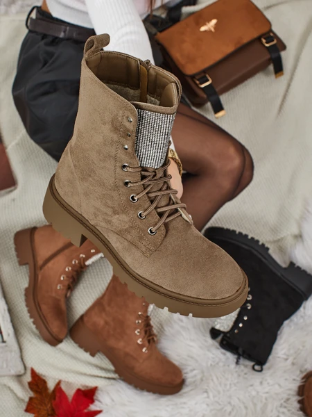 Bottines lacées en éco-daim pour femmes Ferlyne