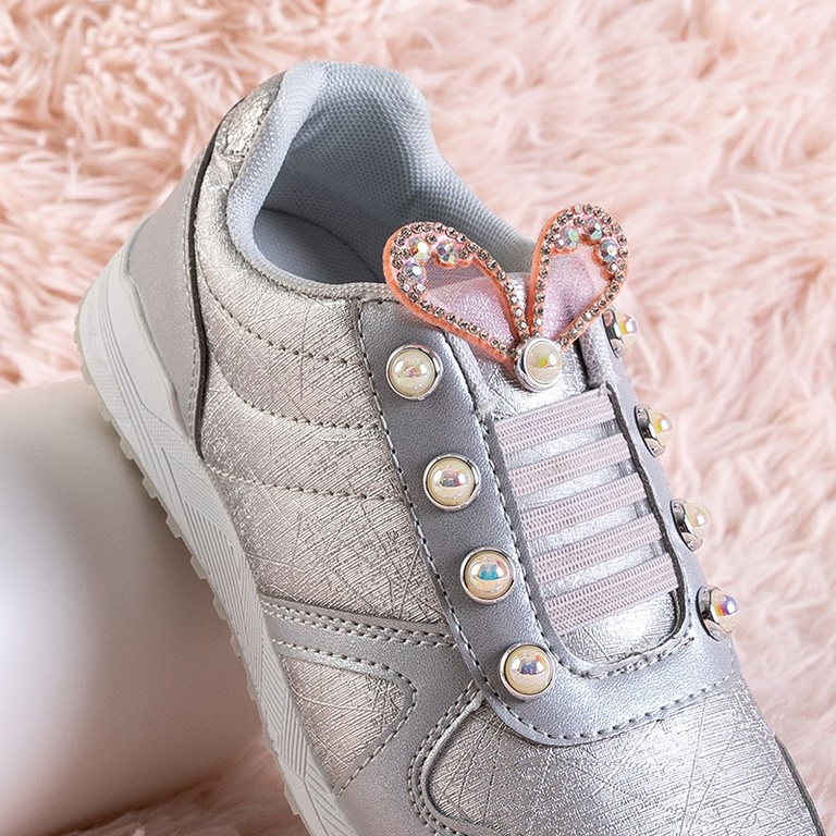 Chaussures de sport pour enfants argentées avec décorations Demiak - Footwear