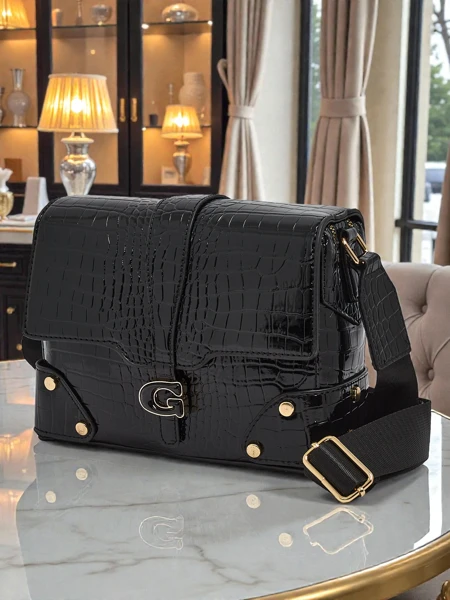 Petit sac à main verni en cuir écologique Lune Mua