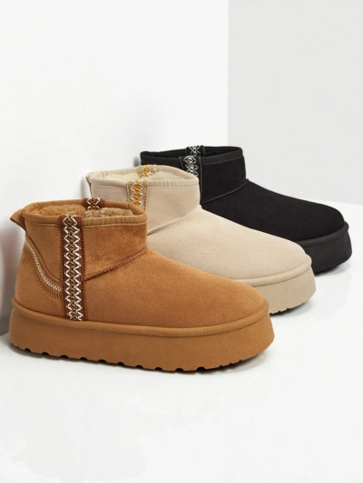 Bottes courtes style bottes de neige pour femmes Pravel