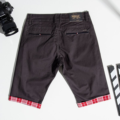 Short homme gris foncé avec empiècements bordeaux - Vêtements
