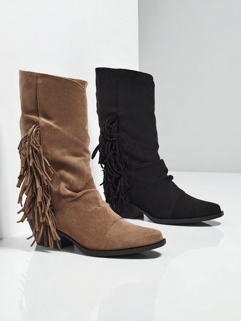 Bottines cow-boy à talons avec franges Selva