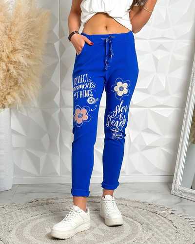 Royalfashion Pantalon femme en tissu avec lettrage