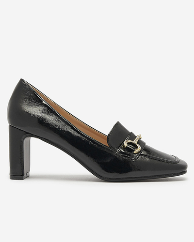 Escarpins laqués de style mocassin pour femmes en noir Koccol- Footwear