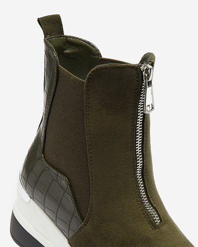 Baskets hautes pour femmes vert foncé avec gaufrage Looyis - Footwear