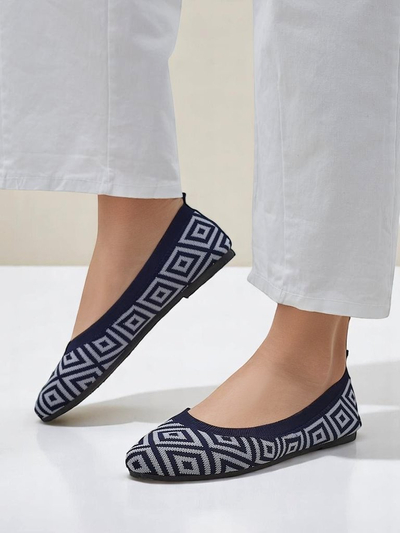 Royalfashion ballerines pour femmes en tissu à imprimé géométrique Métrique