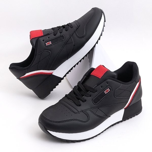 Chaussures de sport noires pour femmes avec empiècements blancs et rouges Sigom- Footwear