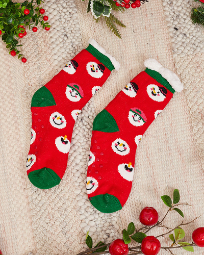 Chaussettes pour femmes rouges avec motif de Noël - Sous-vêtements