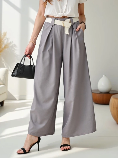 Pantalons larges pour femmes Royalfashion avec une ceinture