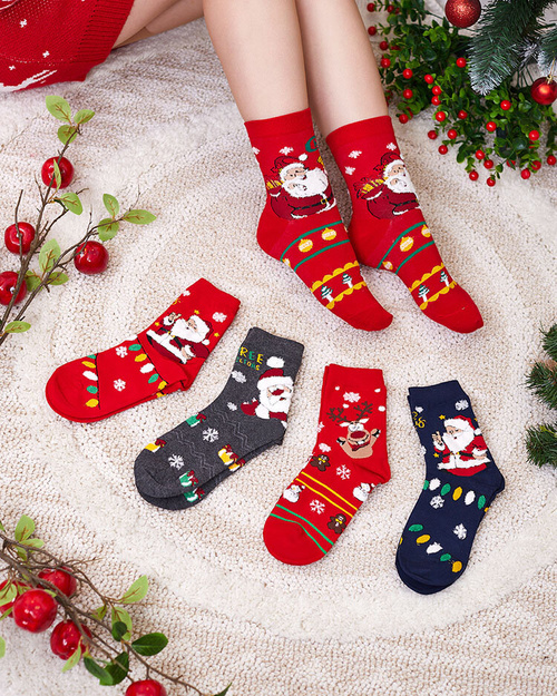 Chaussettes colorées pour femmes avec un motif de Noël - Sous-vêtements