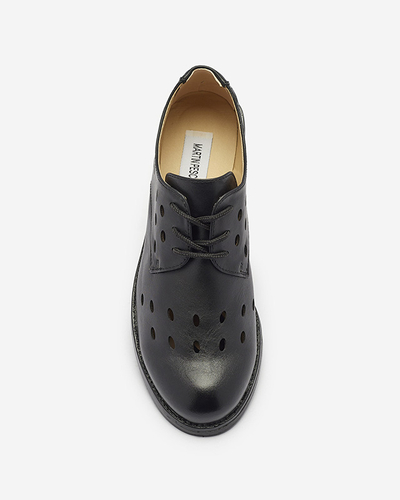 Demi-souliers en cuir écologique ajouré pour femmes en noir Selofso- Footwear