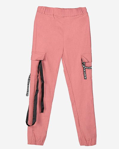 Pantalon cargo femme rose foncé avec ceinture - Vêtements