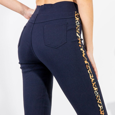 Treggings femme bleu marine à rayures léopard - Vêtements
